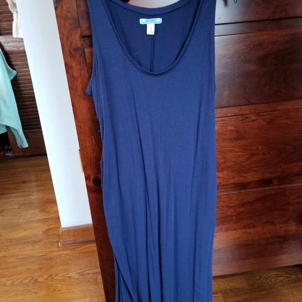 Old Navy Navy Maternity Cotton Maxi Dress